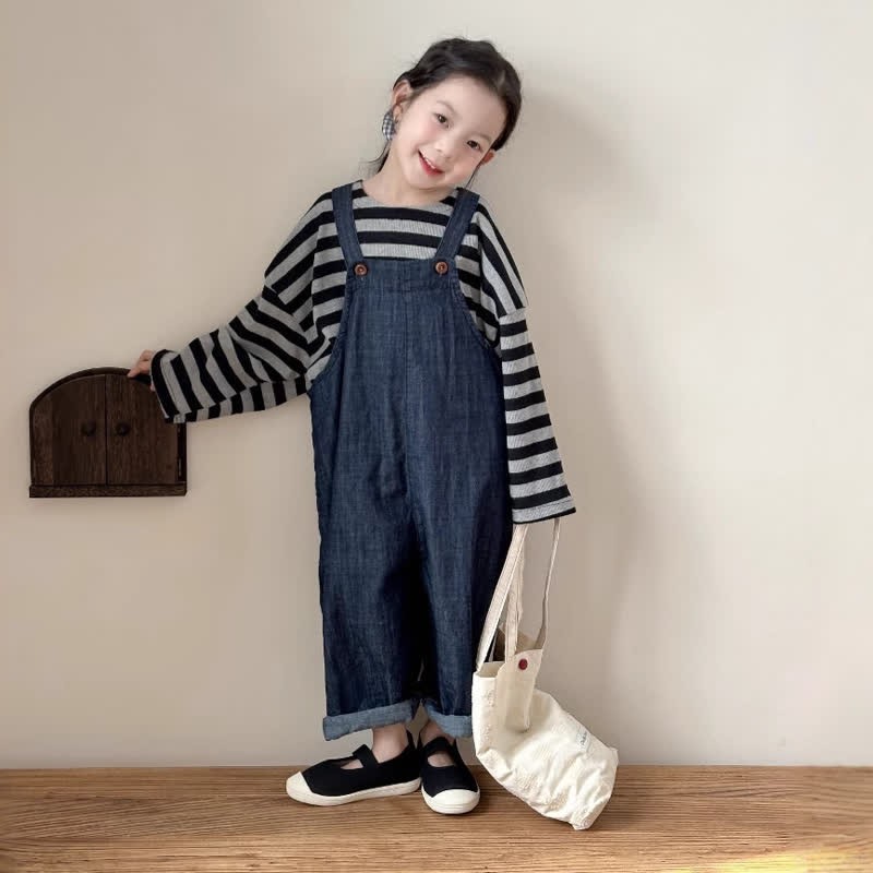 Toddler Denim Solid Color Overalls - image 4