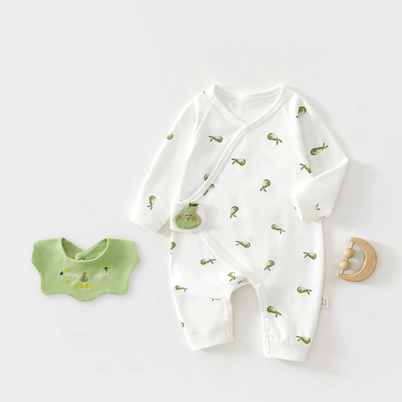 NICE HAPPY LOVELY Baby Fruits Kimono Romper with Bib - Green - 12-18M - image 14