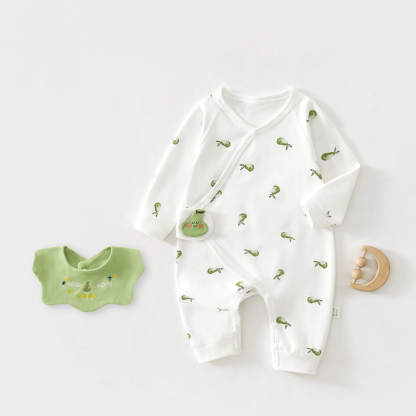 NICE HAPPY LOVELY Baby Fruits Kimono Romper with Bib - Green - 12-18M - image 14