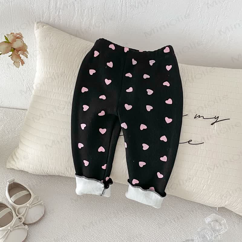 Baby Toddler Girl Heart Fleece Lined Leggings - Black - 8Y - image 10