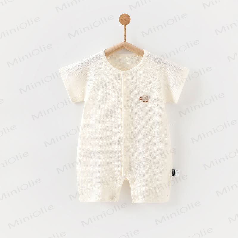 Baby Solid Color Front Snaps Romper - White - 18-24M - image 5