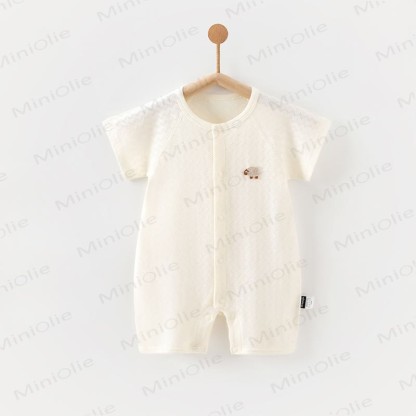 Baby Solid Color Front Snaps Romper - White - 18-24M - image 5