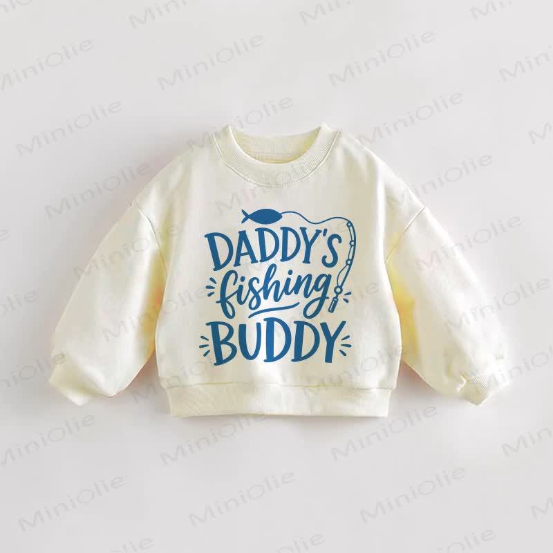 DADDY'S FISHING BUDDY Baby Toddler Sweatshirt - Cream - 3-5T - image 1