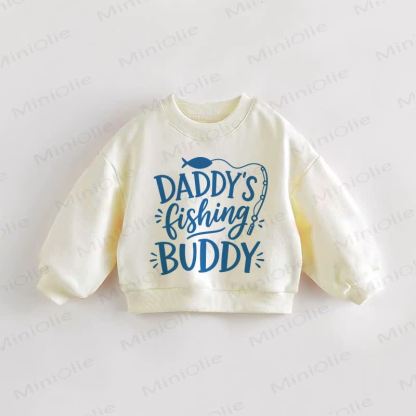 DADDY'S FISHING BUDDY Baby Toddler Sweatshirt - Cream - 3-5T - image 1