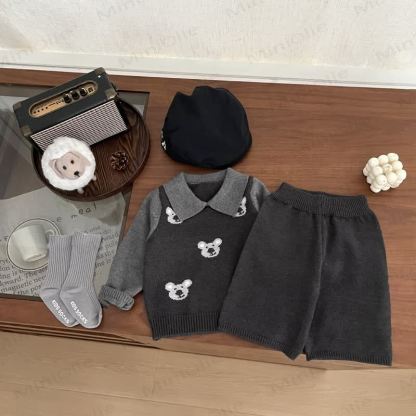 Baby Toddler Boy Knit Polo Collar Koala Sweater & Shorts - image 3
