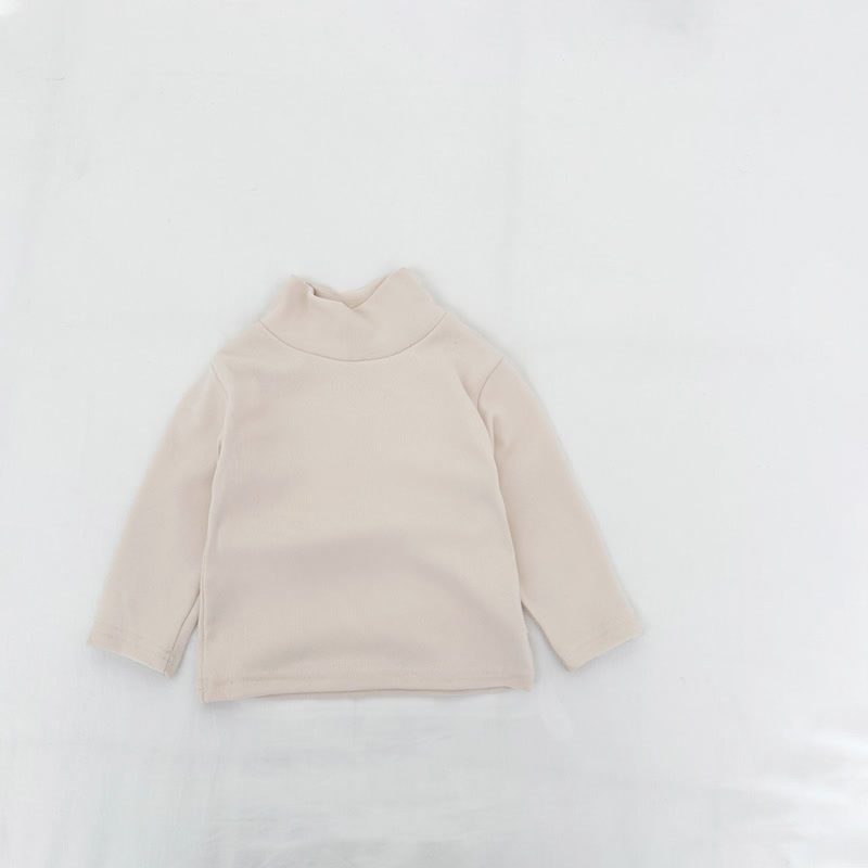  Baby Turtleneck Comfortable Solid Color T-shirt - Apricot - 3-5T - image 16