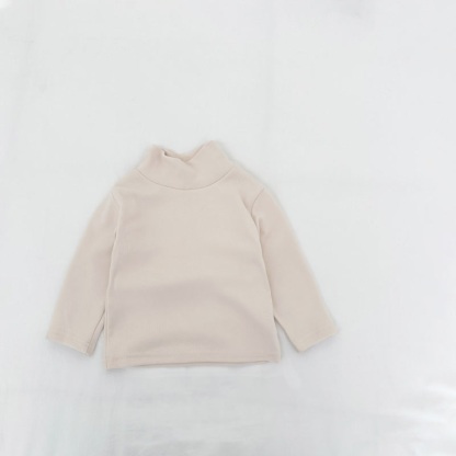 Baby Turtleneck Comfortable Solid Color T-shirt - Apricot - 3-5T - image 16