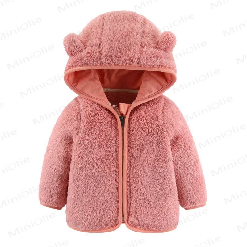 Baby Hooded Solid Color Outerwear - Pink - 2-3T - image 6