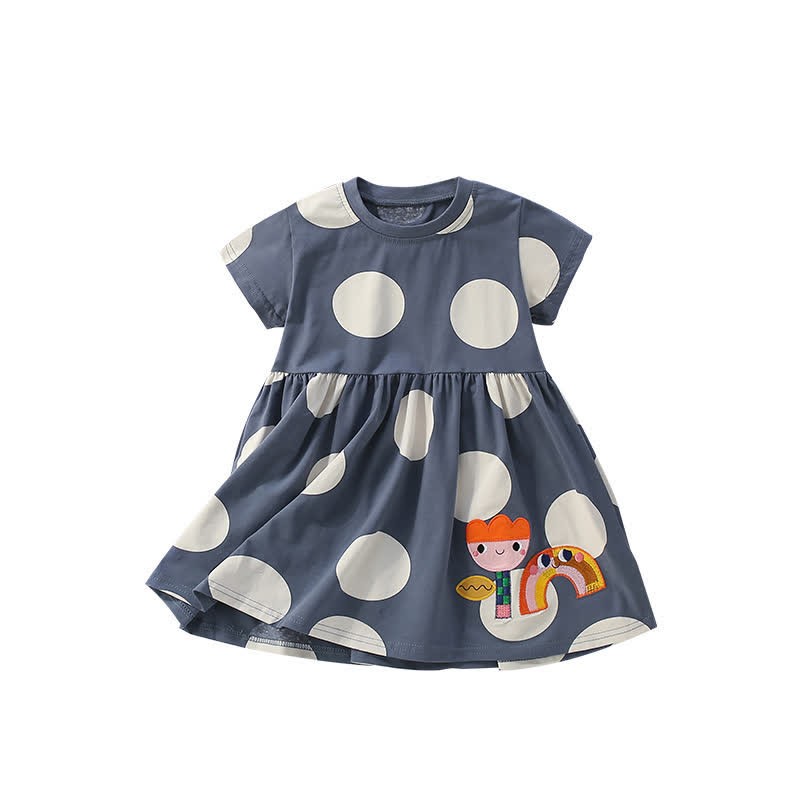 Toddler Dots Flower Rainbow Grey Dress - image 8