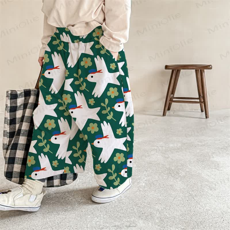 Baby Toddler Navy Pigeon Print Pants - Green - 2-3T - image 1