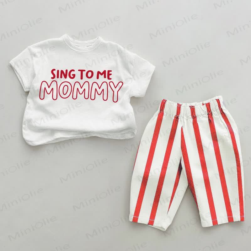 SING TO ME MOMMY Baby Red Vertical Striped 2-piece Set - White&Red - 2-3T - image 1