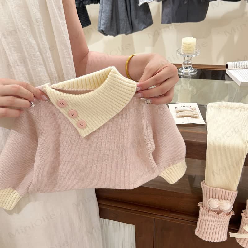 Baby Toddler Bow Knit Pink 2-piece Set - Collared Pink Sweater - 8Y - image 3