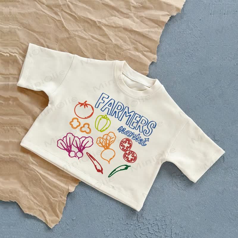 FARMERS MARKET Baby White Vegetable Summer Casual T-Shirt - White - 2-3T - image 1