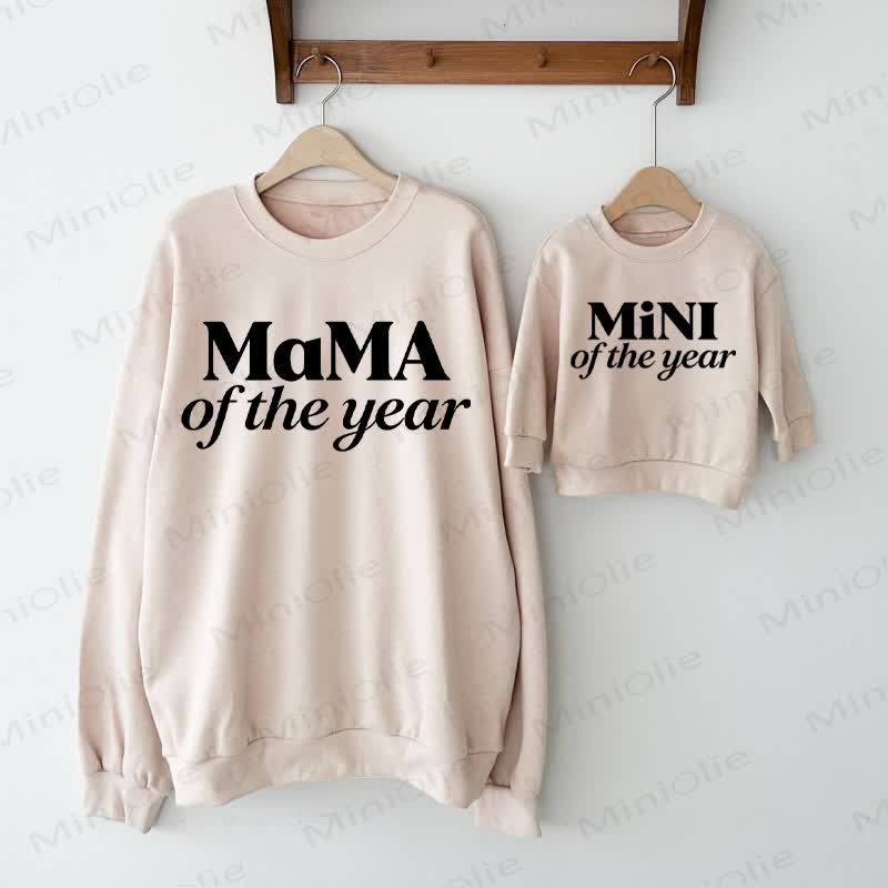 MAMA/MINI OF THE YEAR Beige Family Slogan Sweatshirt - Beige - Adult Sweatshirt: XL - image 1