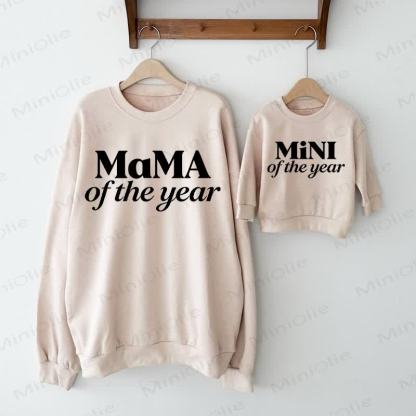 MAMA/MINI OF THE YEAR Beige Family Slogan Sweatshirt - Beige - Adult Sweatshirt: XL - image 1