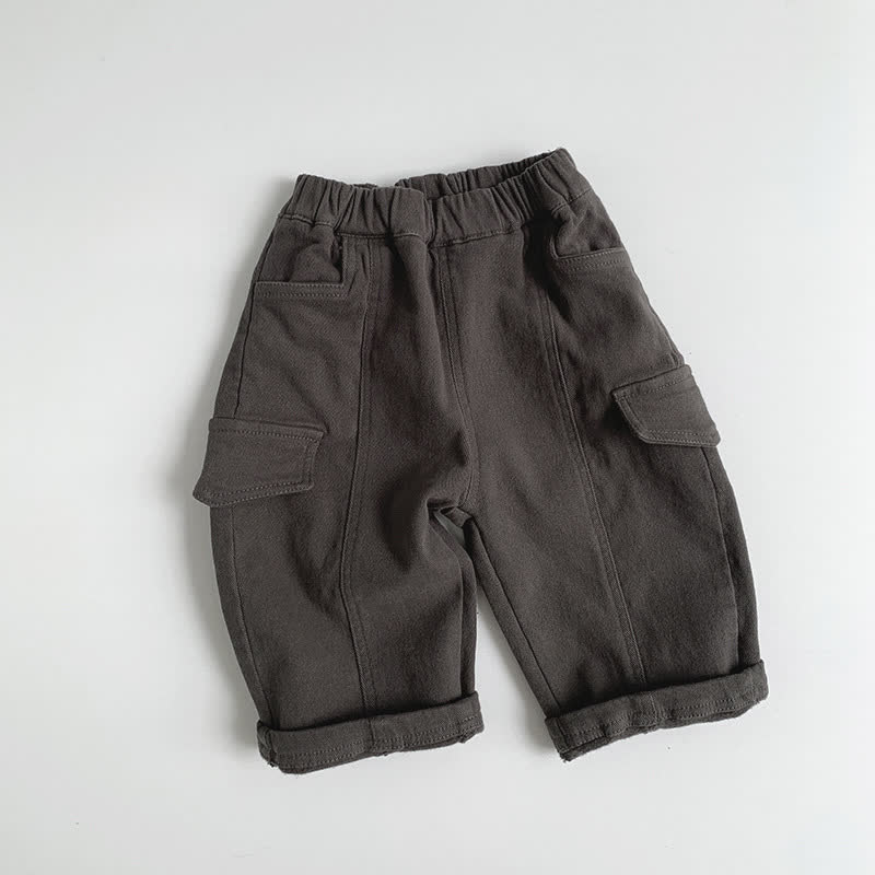 Baby Toddler Fleece Lined Solid Color Pants - Grey Green - 8Y - image 2