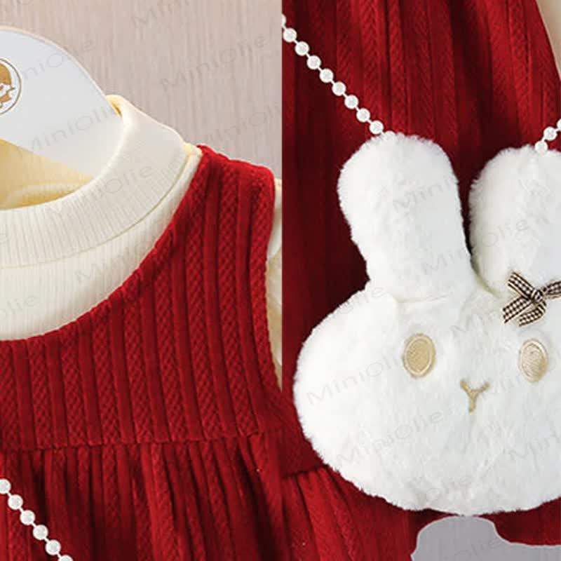 Baby Girl Bunny Fleece Lined Dress - image 7