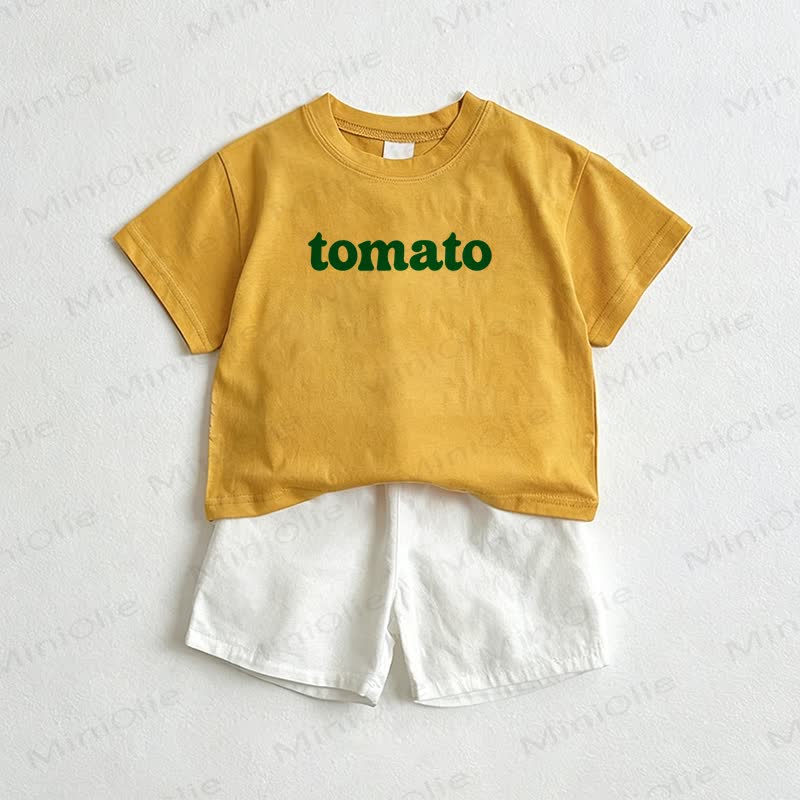 TOMATO Baby Tee and Shorts 2-Piece Set - Yellow&White - 3-5T - image 1