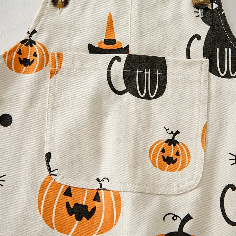 Baby Toddler Cat Pumpkin Print Overalls - image 6