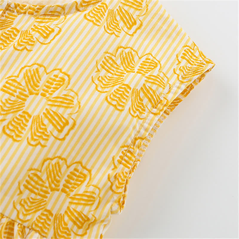 Toddler Kid Yellow Striped Flower Sleeveless Dress - image 5