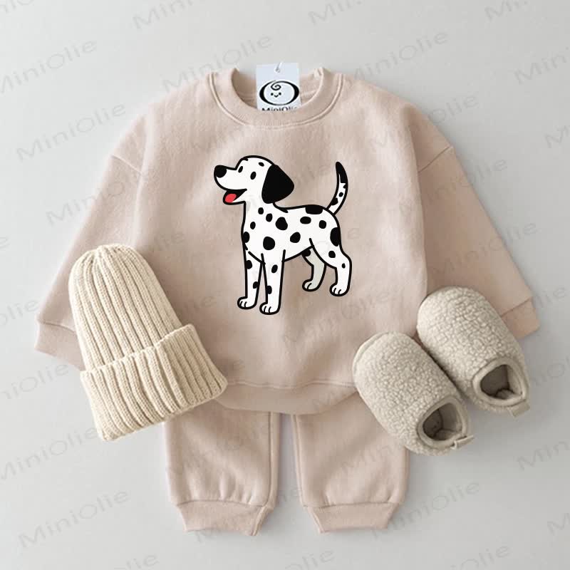 Baby Dalmatian Print Sweatshirt 2-piece Set - Beige - 2-3T - image 3