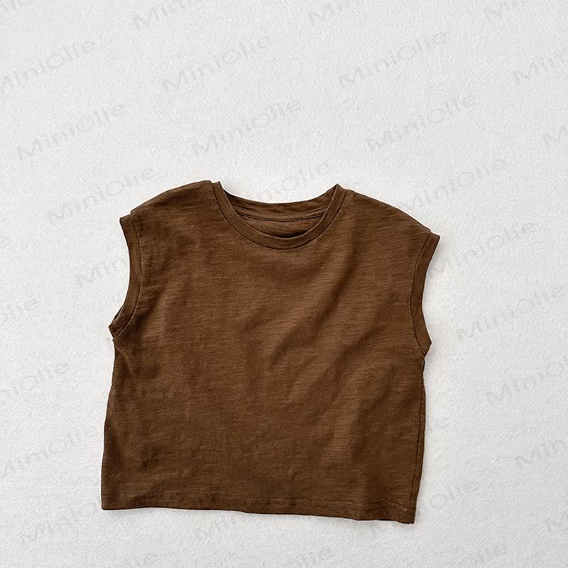Toddler Solid Color Tank Top T-shirt - Coffee - 7-9T - image 14