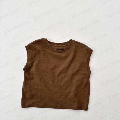 Toddler Solid Color Tank Top T-shirt - Coffee - 7-9T - image 14
