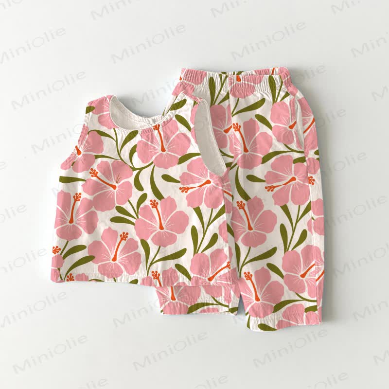 Baby Toddler Hibiscus Sleeveless 2-piece Set - Pink - 3-4T - image 1