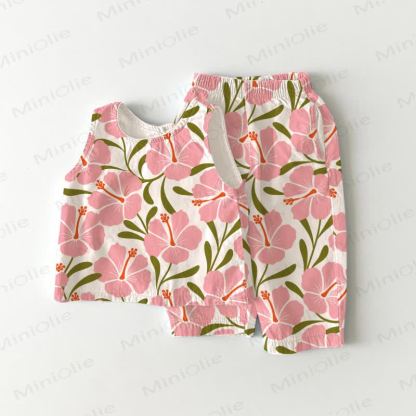 Baby Toddler Hibiscus Sleeveless 2-piece Set - Pink - 3-4T - image 1