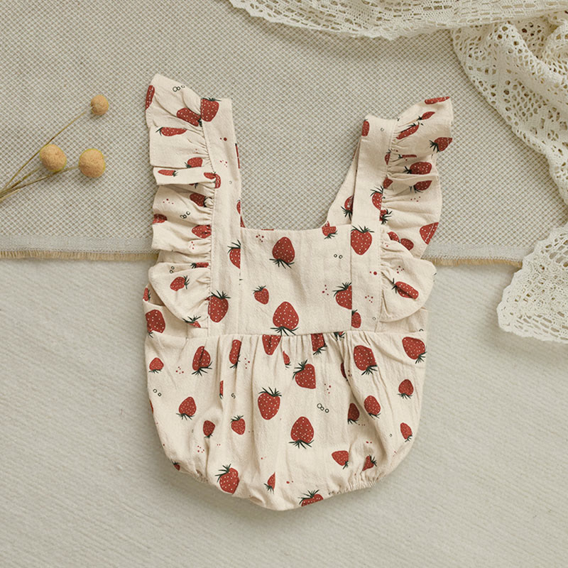 Baby Embroidered Apple Quilted Waffle Overalls