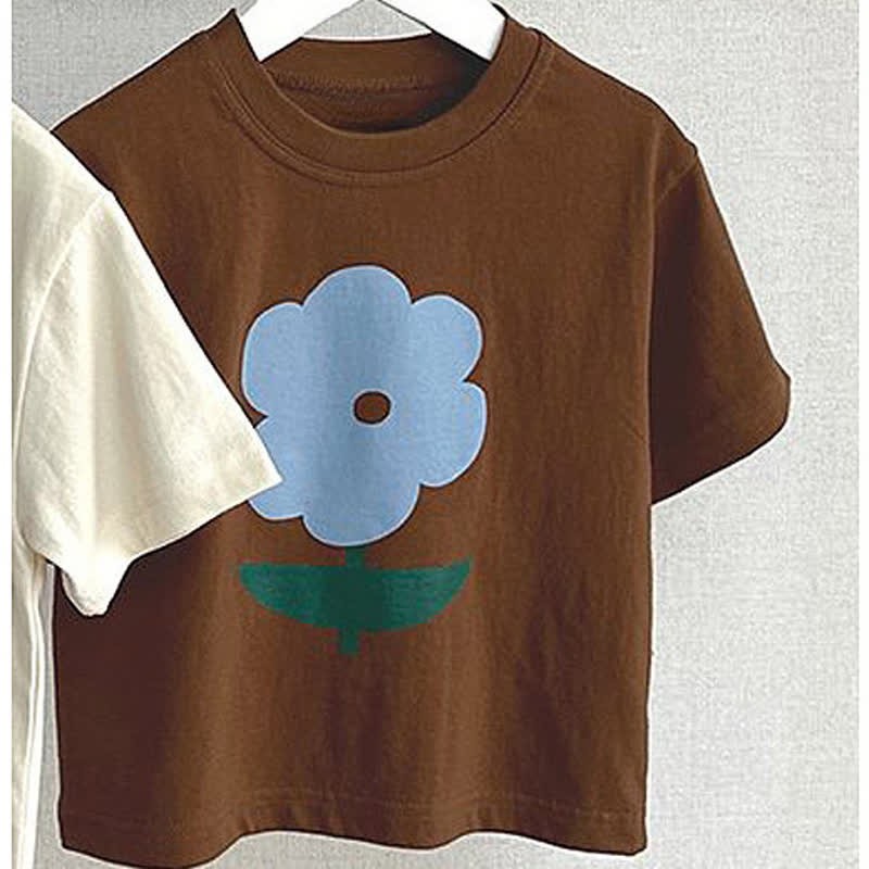 Toddler Floral Print Simple T-Shirt - Brown - 8Y - image 7