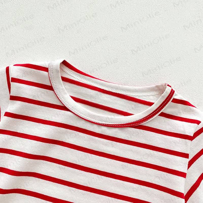 Baby Solid Color Striped Loose T-shirt - image 12
