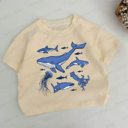 Toddler Whale Print White T-shirt - White - 6-7T - image 1