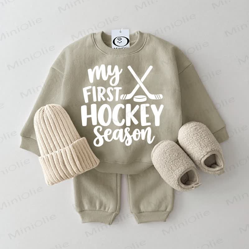 MY FIRST HOCKEY SEASON Baby 2-piece Green Set - Grey Green - 2-3T - image 3
