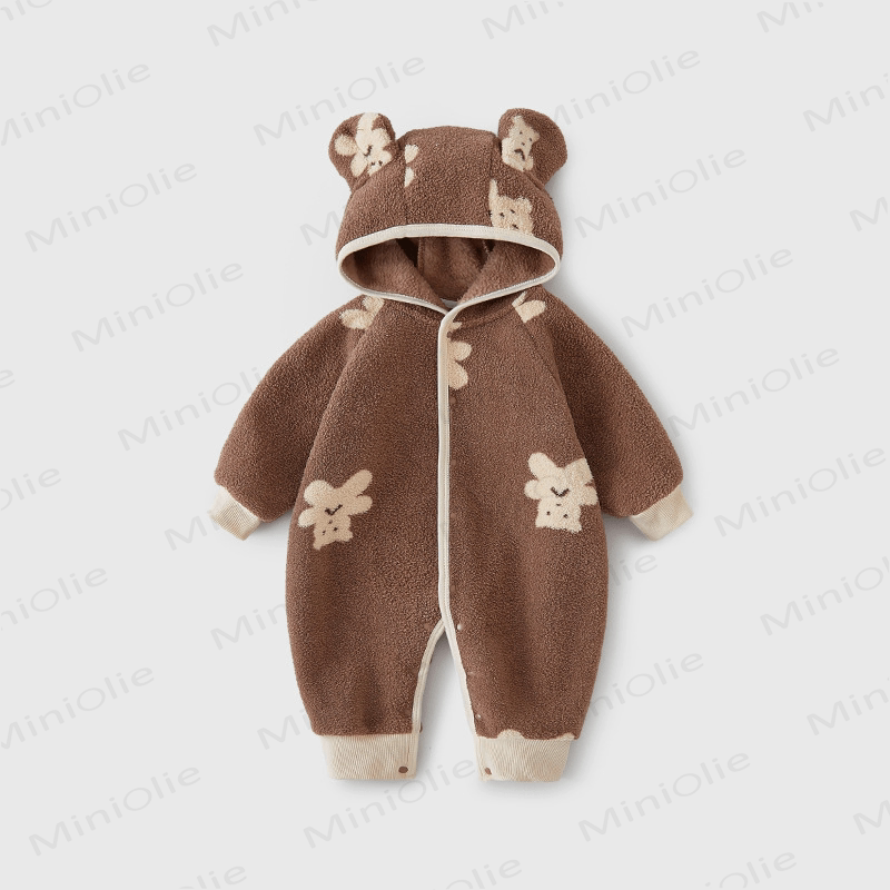Baby Plush Puppy Hooded Romper - Coffee - 18-24M - image 7