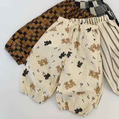 Toddler Bear Plaid Dots Striped Pants - Bear - 8Y - image 9