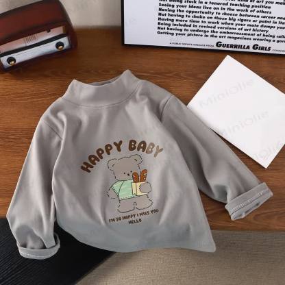 HAPPY BABY Toddler Bear Print Long Sleeve T-Shirt - Gray - 8-9T - image 4