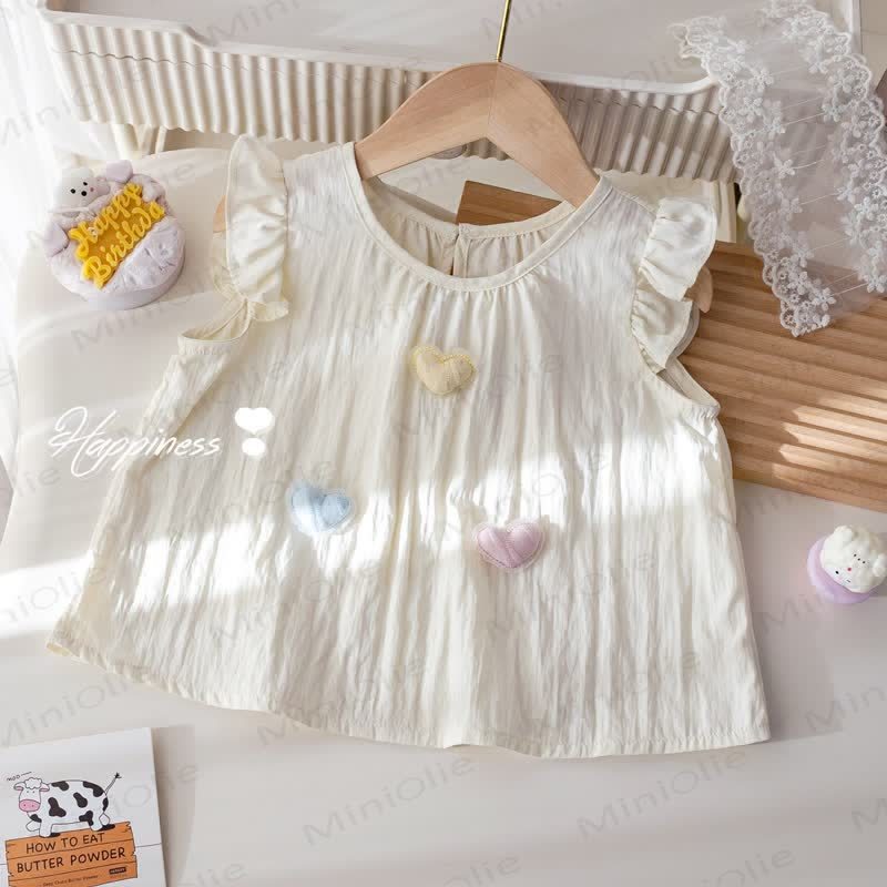 Kid Girl 3D Love Heart Sweet Tank Top - Beige - 10Y - image 8