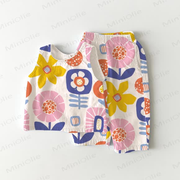 Baby Creative Floral 2-Piece Sleeveless Set - White - 2-3T - image 1