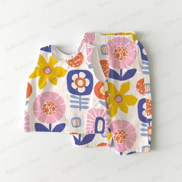 Baby Creative Floral 2-Piece Sleeveless Set - White - 2-3T - image 1