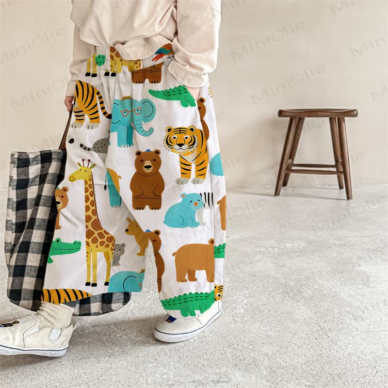 Baby Toddler White Animals Print Pants - White - 2-3T - image 1