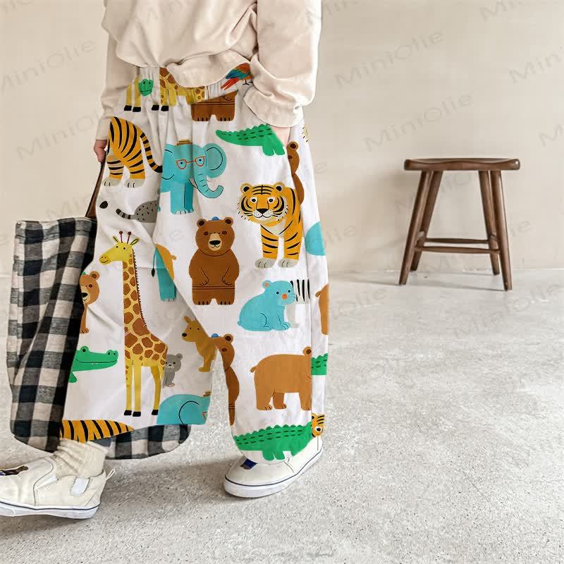 Baby Toddler White Animals Print Pants - White - 2-3T - image 1