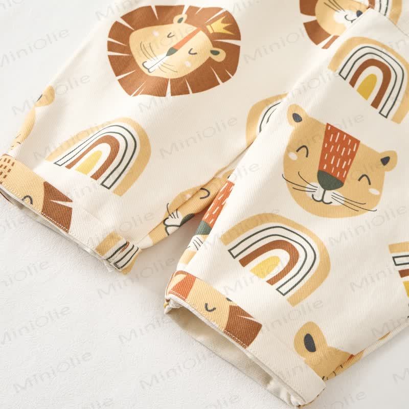 Baby Toddler Lion and Rainbow Print Beige Overalls  - image 6