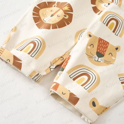 Baby Toddler Lion and Rainbow Print Beige Overalls  - image 6