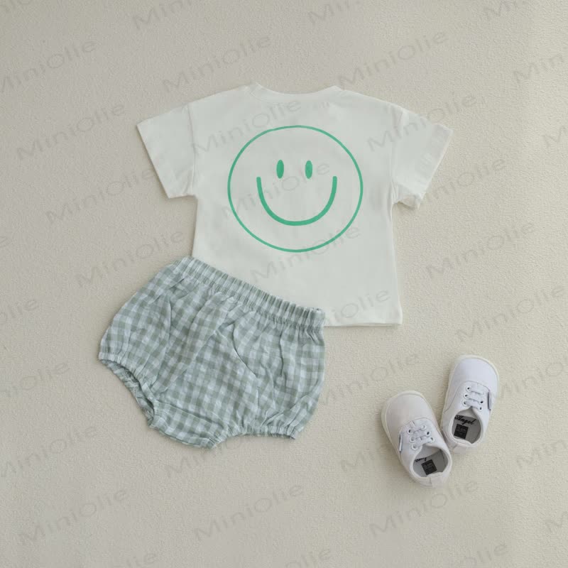 Baby Smile Tee & Plaid Shorts Set - image 10