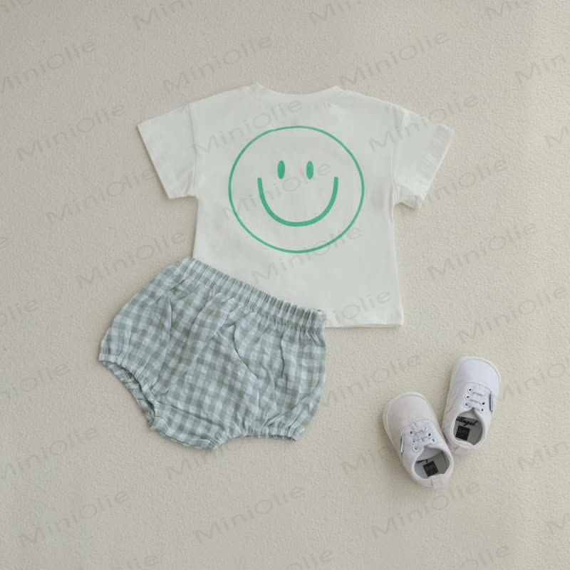 Baby Smile Tee & Plaid Shorts Set - image 10