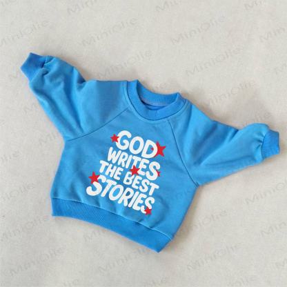 GOD WRITES THE BEST STORIES Baby Toddler Stars Print Blue Sweatshirt - Blue - 3-5T - image 1