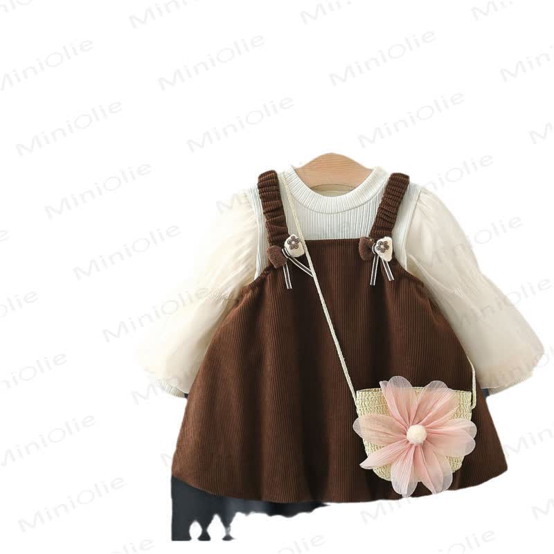 Baby Corduroy Dress with Flower Bag - image 13