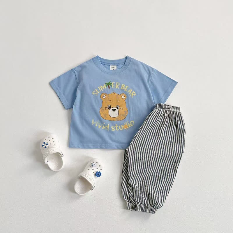 Toddler Vertical Striped Simple Jogger Pants - image 9