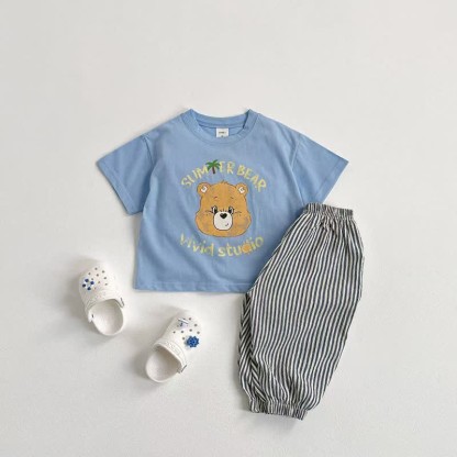 Toddler Vertical Striped Simple Jogger Pants - image 9